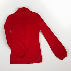 joseph a red gathered turtleneck sweater Tunic with balloon sleeves Size M NWT